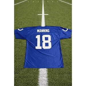 Reebok Peyton Manning #18 Colts Jersey NFL On Field Equipment Blue Men's Size XL